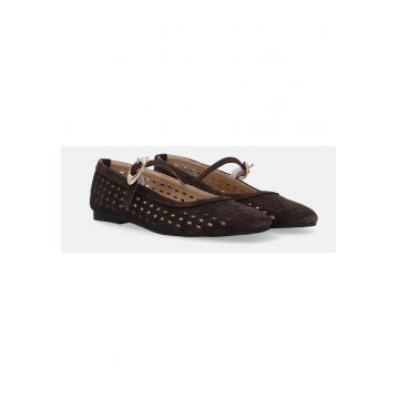 Balerini din piele de caprioara cu design perforat -