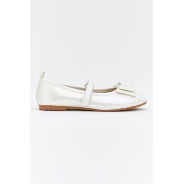 Balerini Mary Jane cu aspect holografic - Alb