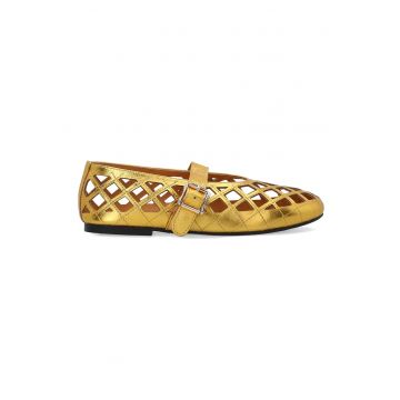 Balerini Mary Jane din piele cu model perforat