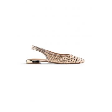 Balerini slingback cu design impletit Wendell - Auriu platinat