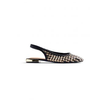 Balerini slingback cu design impletit Wendell - Negru