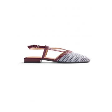Balerini slingback din piele Tecumseh - Rosu inchis/Albastru deschis