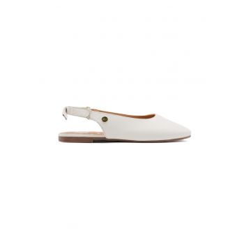 n - Papuci slingback din piele - Alb