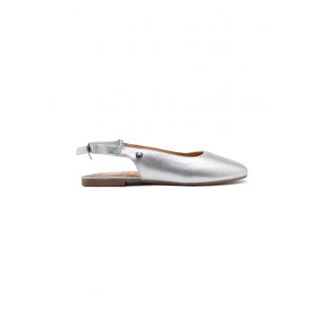 n - Papuci slingback din piele - Argintiu