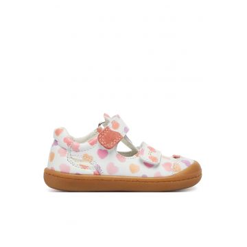 Pantofi copii -  piele naturala - alb - sistem inchidere Velcro