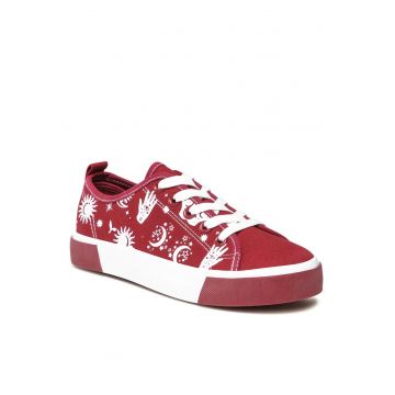 Pantofi copii -  tenisi fete - rosu - textil -