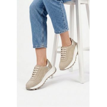 Pantofi dama bej cu auriu - Bej