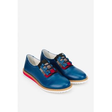 Pantofi dama bleumarin din piele texturata