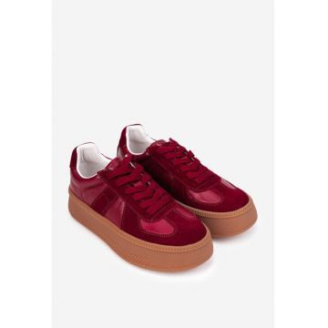 Pantofi dama  bordo din piele naturala