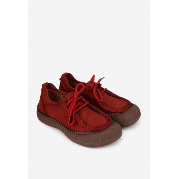 Pantofi dama  bordo din piele