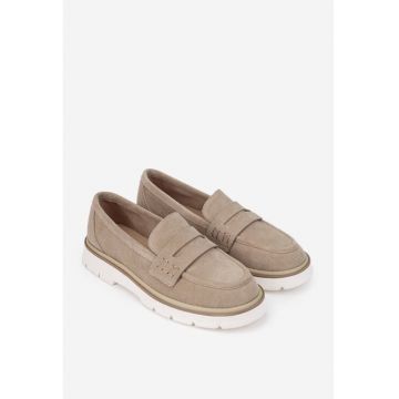 Pantofi dama  din piele intoarsa - Bej