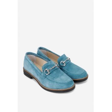 Pantofi dama din piele intoarsa bleu