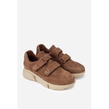 Pantofi dama  din piele nabuc maro