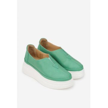 Pantofi dama din piele naturala verzi - Verde