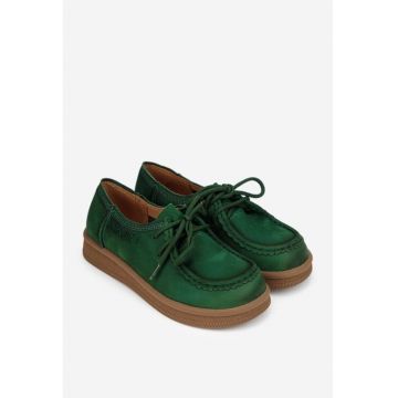 Pantofi dama  din piele verde