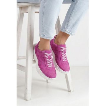 Pantofi dama fuchsia din piele intoarsa