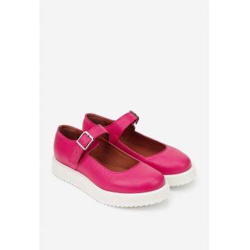 Pantofi dama fuchsia din piele texturata