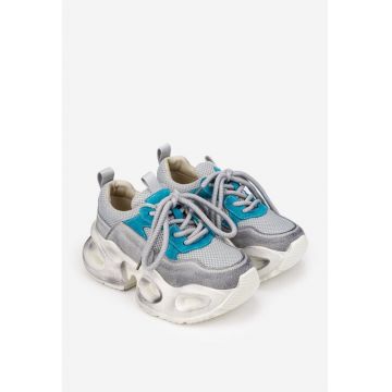 Pantofi dama  gri cu bleu - Gri
