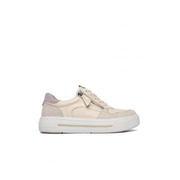 Pantofi dama -  piele naturala - fermoar - bej