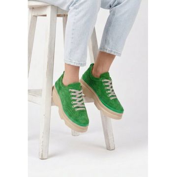 Pantofi dama verzi din piele intoarsadwqfwqd - Verde