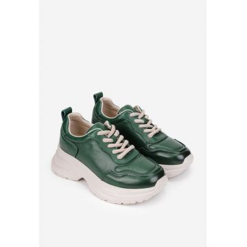 Pantofi dama  verzi din piele naturala - 198754 - Verde