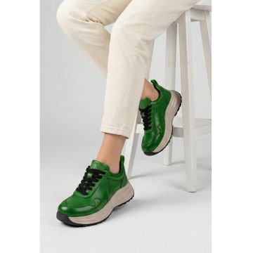Pantofi dama  verzi din piele naturala - 318741 - Verde