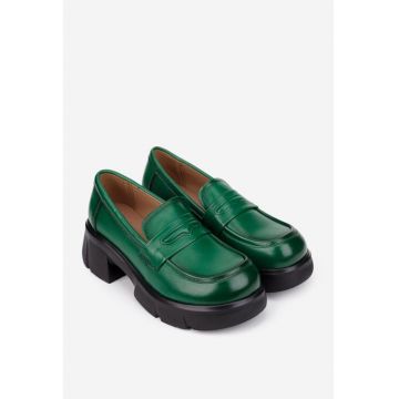Pantofi dama  verzi din piele naturala - 32187 - Verde