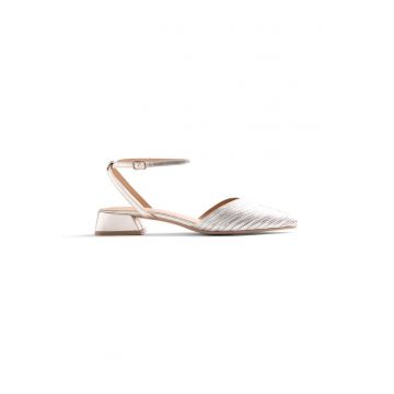 Pantofi de piele cu toc si varf ascutit Clawson - Auriu platinat