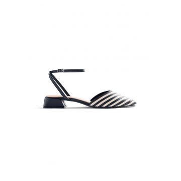 Pantofi de piele cu toc si varf ascutit Clawson - Negru/Alb murdar
