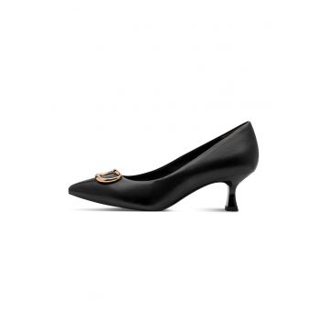 Pantofi de piele cu varf ascutit - Negru
