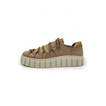 Pantofi de piele si piele intoarsa - Bej