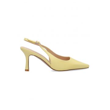 Pantofi din piele uni cu bareta slingback