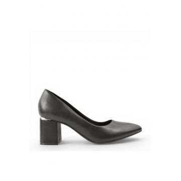 Pantofi eleganti - dama -  XD80003A negru - piele naturala - cu toc - Negru