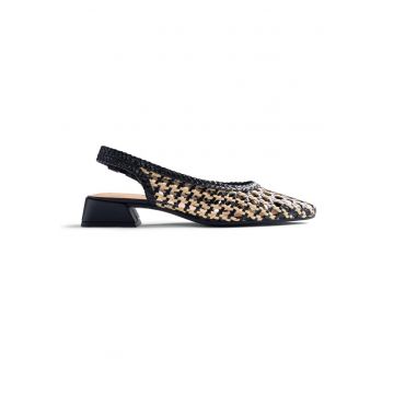 Pantofi slingback de piele cu aspect impletit Hondslow - Negru