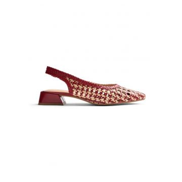 Pantofi slingback de piele cu aspect impletit Hondslow - Rosu inchis