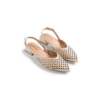Pantofi slingback de piele Lagos - Alb fildes