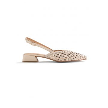 Pantofi slingback din piele cu aspect impletit Kipili - Alb murdar