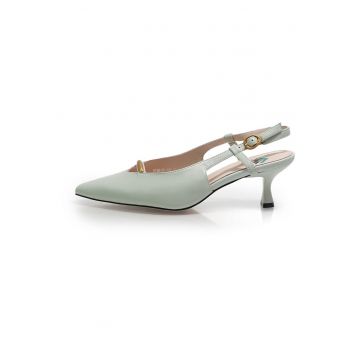 Pantofi slingback din piele cu detaliu decupat - Verde