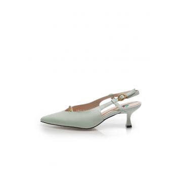 Pantofi slingback din piele cu detaliu decupat - Verde