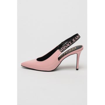 Pantofi slingback din piele ecologica cu toc stiletto - Roz pastel