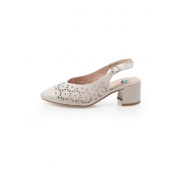 Pantofi slingback din piele naturala - Bej - Bej