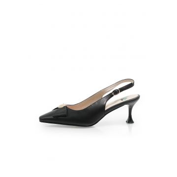 Pantofi slingback din piele - Negru