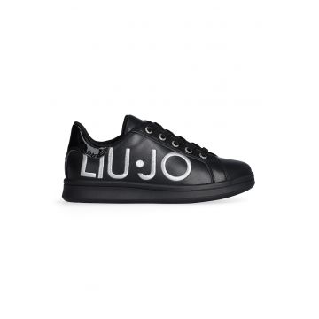Pantofi sport de piele ecologica cu logo - Negru/Argintiu