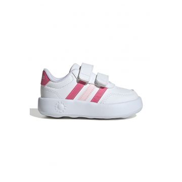 Tenisi Break Net 3.0 din piele ecologica cu velcro - Alb fildes/Roz aprins