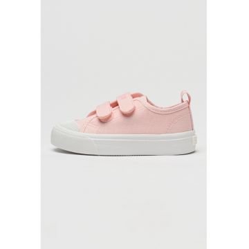 Tenisi din panza cu velcro - Roz pastel/Alb optic