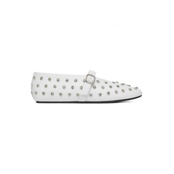 Balerini dama -  Piele naturala - Alb -