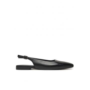 Balerini slingback din piele - Negru