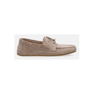 Pantofi boat din piele intoarsa
