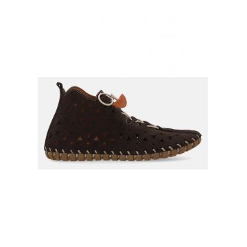Pantofi casual din piele intoarsa cu perforatii