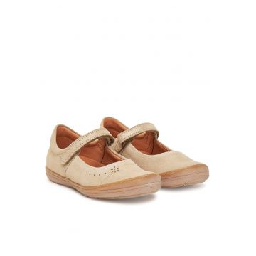 Pantofi copii -  piele naturala - auriu - inchidere Velcro -